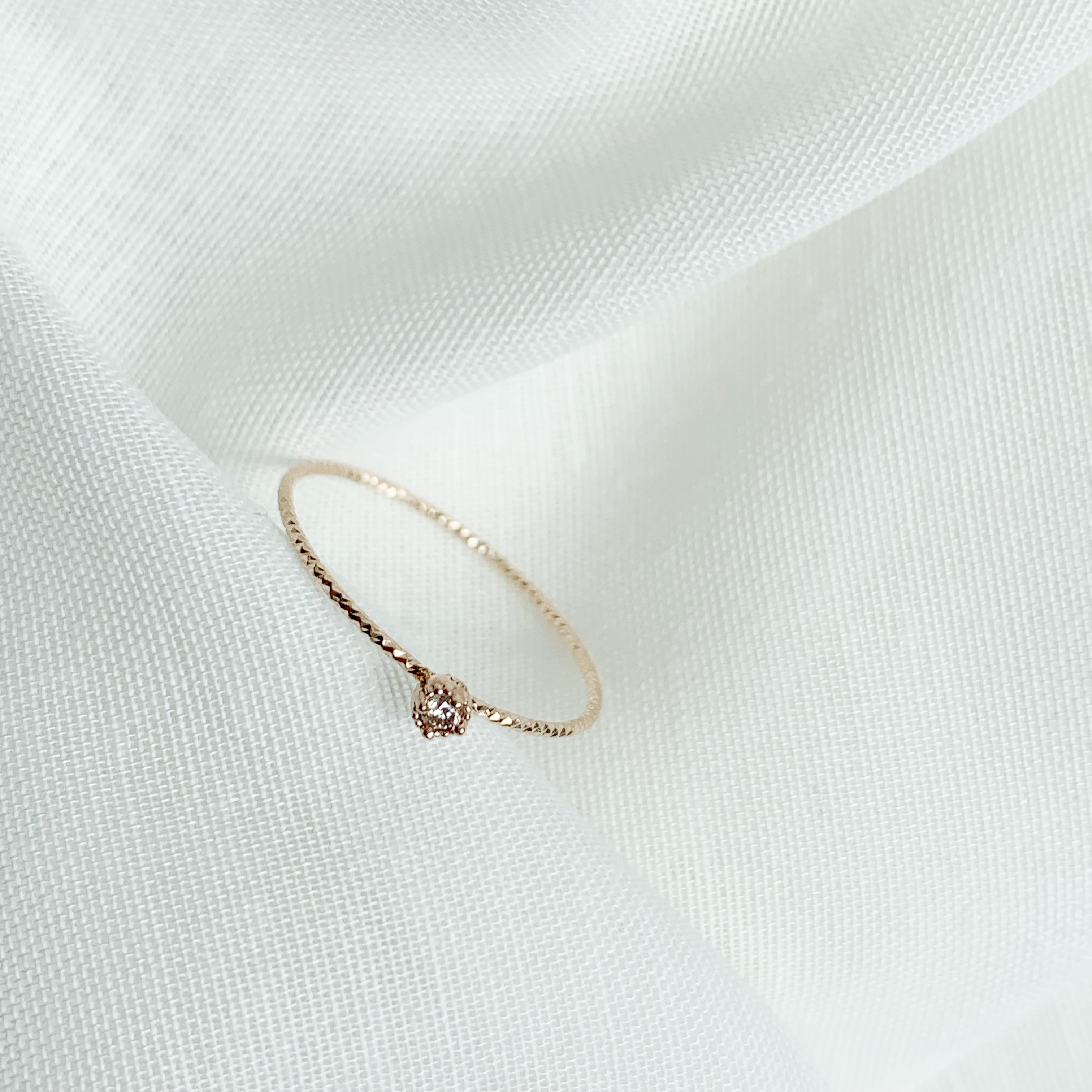 14k玫瑰金 2分白鑽戒指