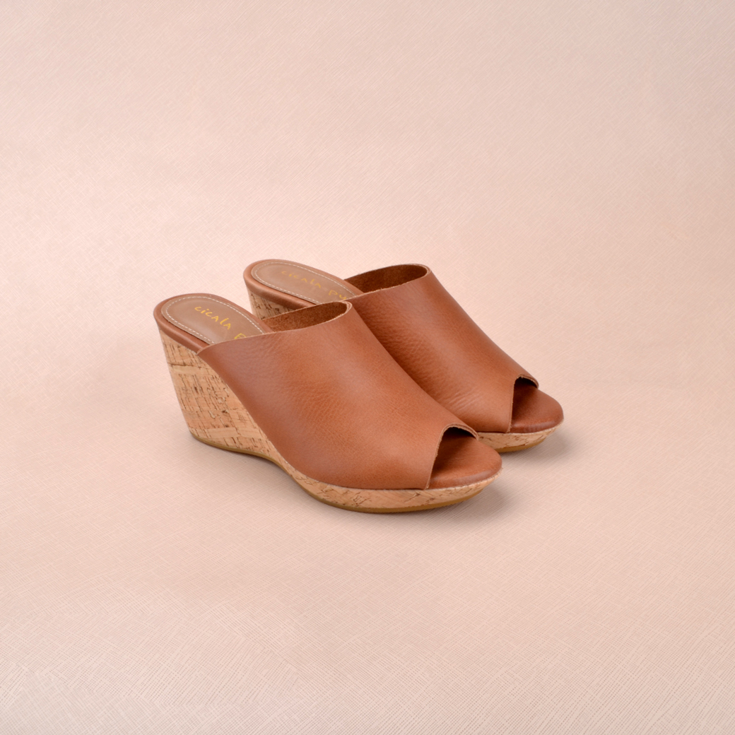 3001蜜棕咖啡 手工楔型涼鞋