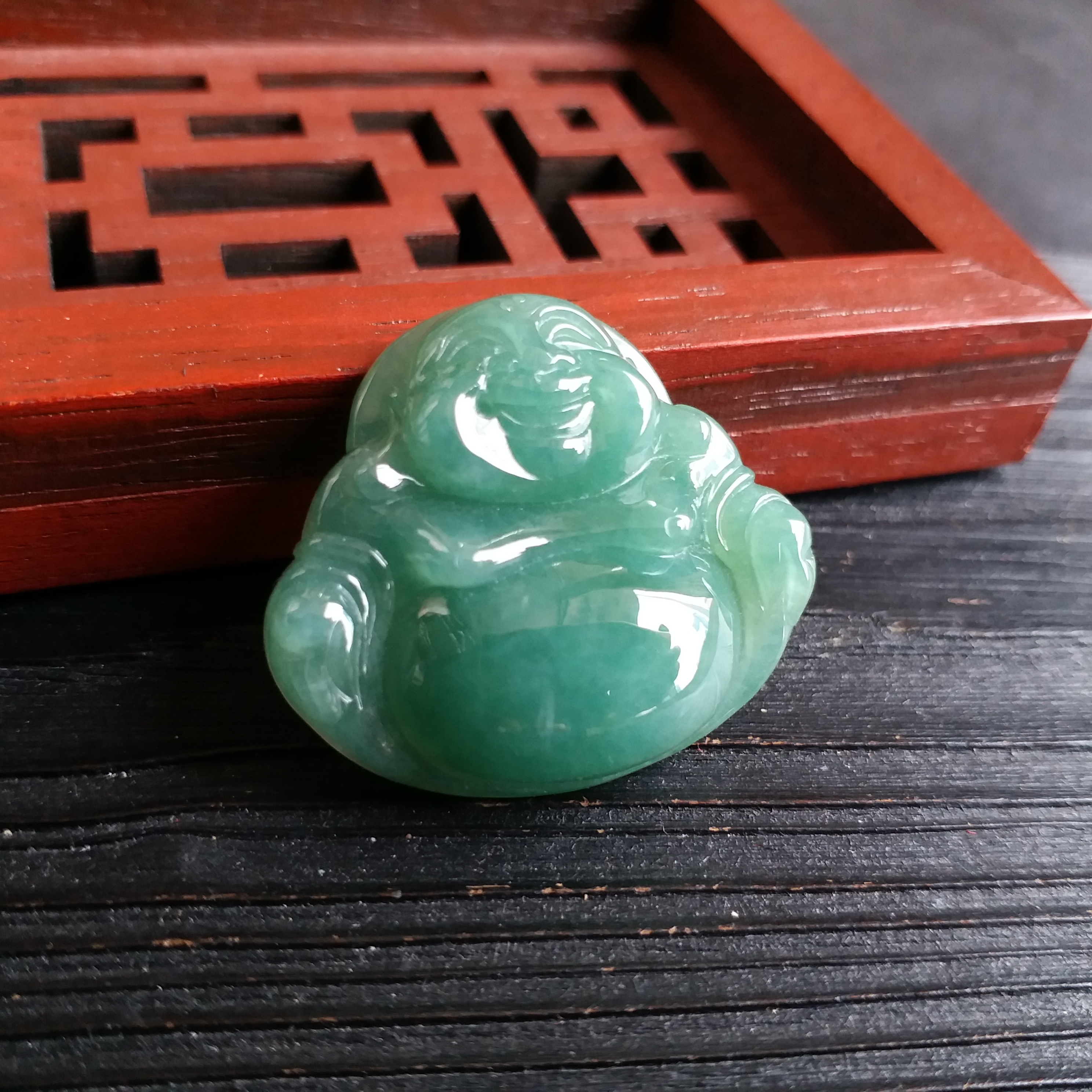 冰滿綠笑佛, 天然翡翠A玉, 緬甸玉, Jade, Jadeite