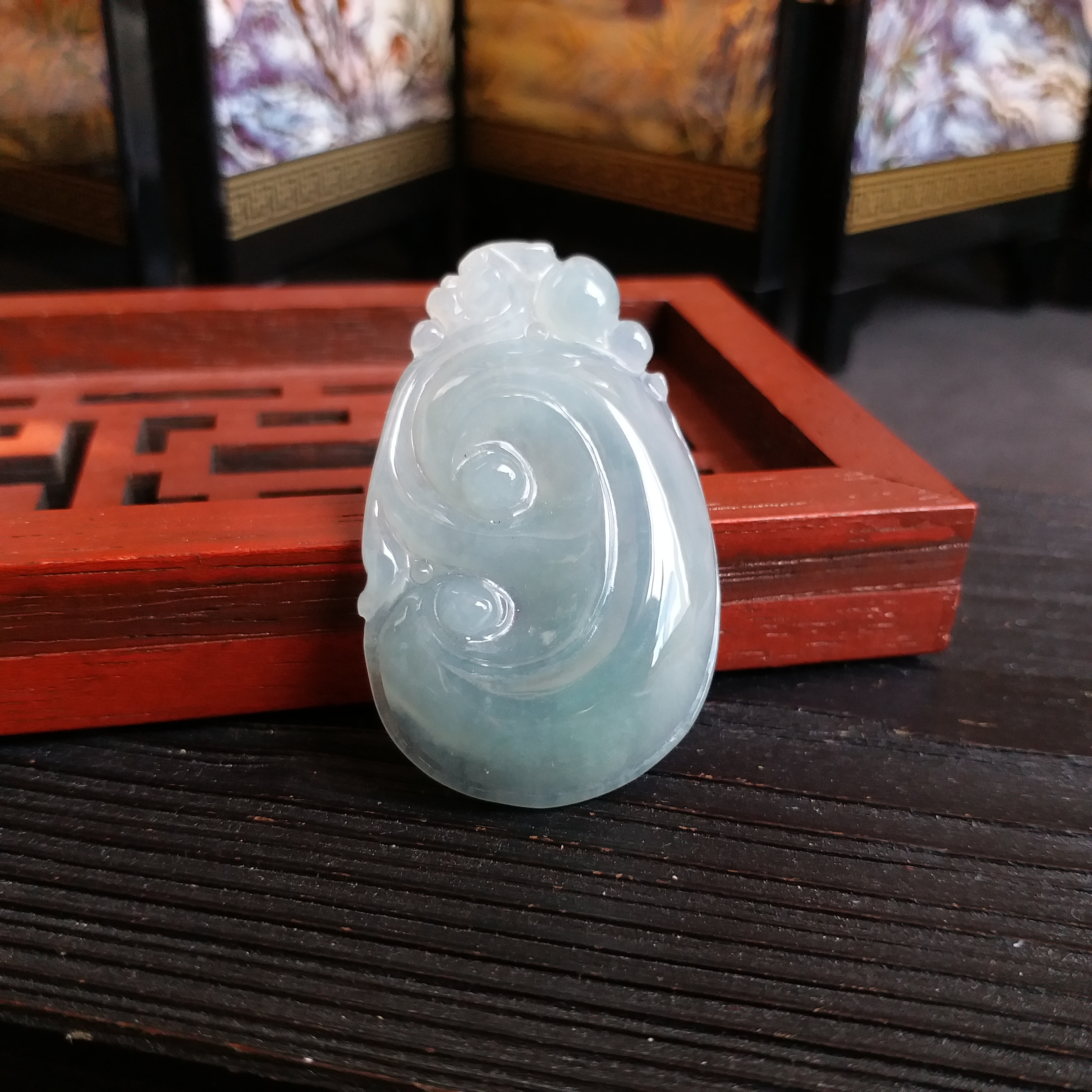 冰底色如意吊墜, 天然翡翠A玉, 緬甸玉, Jade, Jadeite