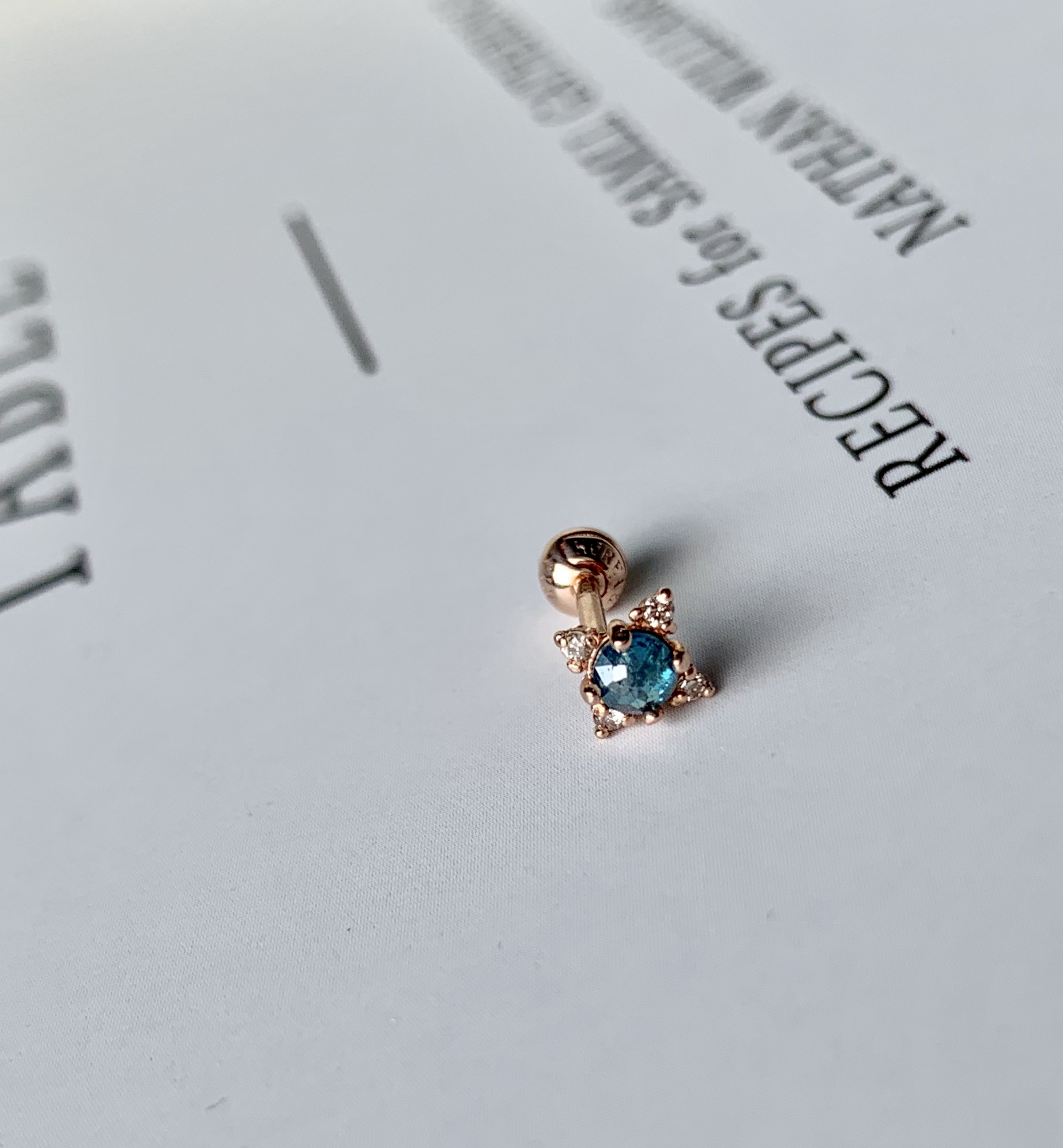 14K 華麗藍鑽轉珠耳環