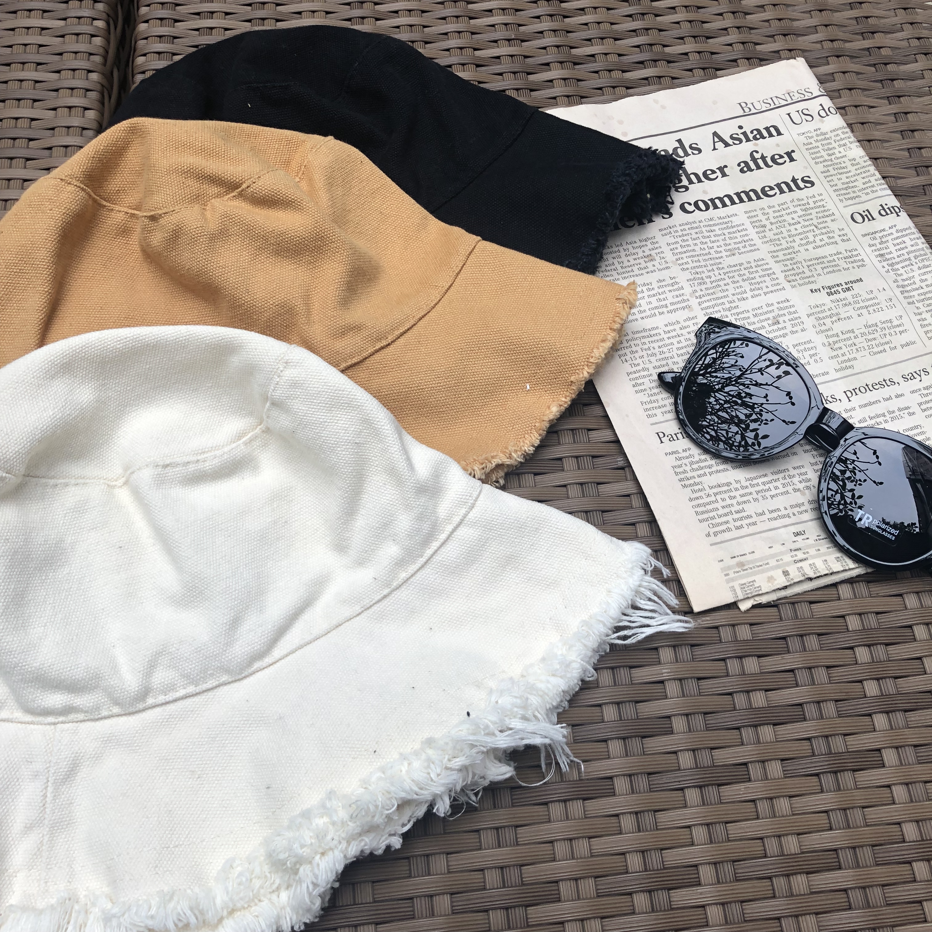 素面鬚編漁夫帽/三色