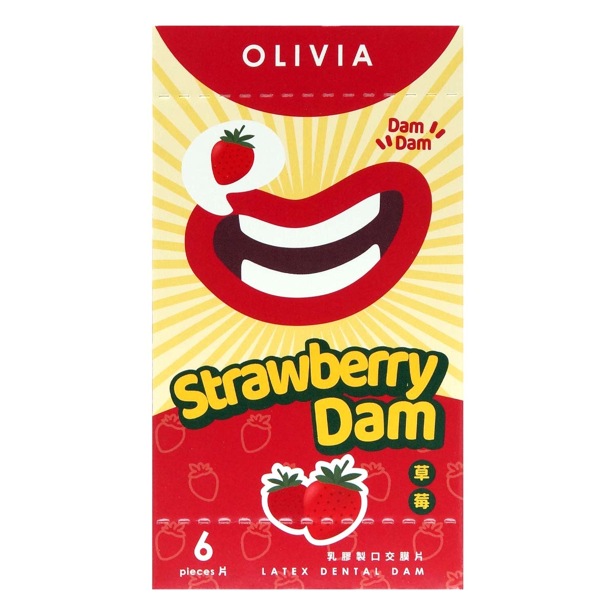 Olivia Strawberry Scent 6's Pack Latex Dental Dam