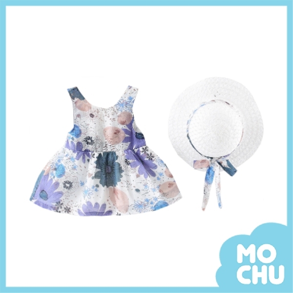 大花朵朵開背心洋裝附帽子(三色)