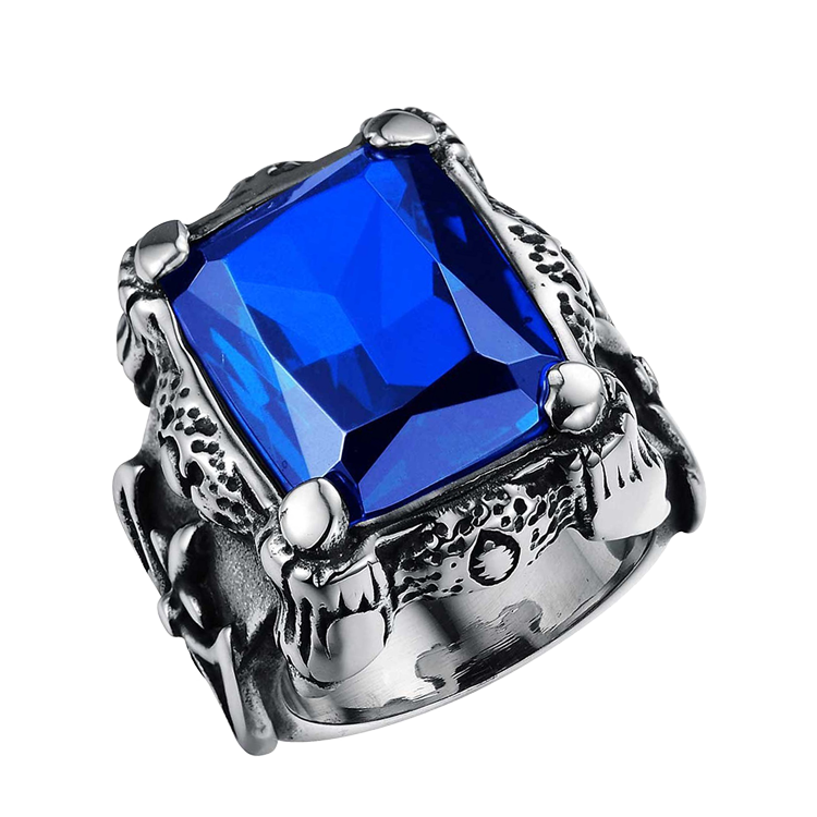 白鋼戒指，男士戒指 英勇強悍北歐狂戰士元素-概念款（5907藍色）