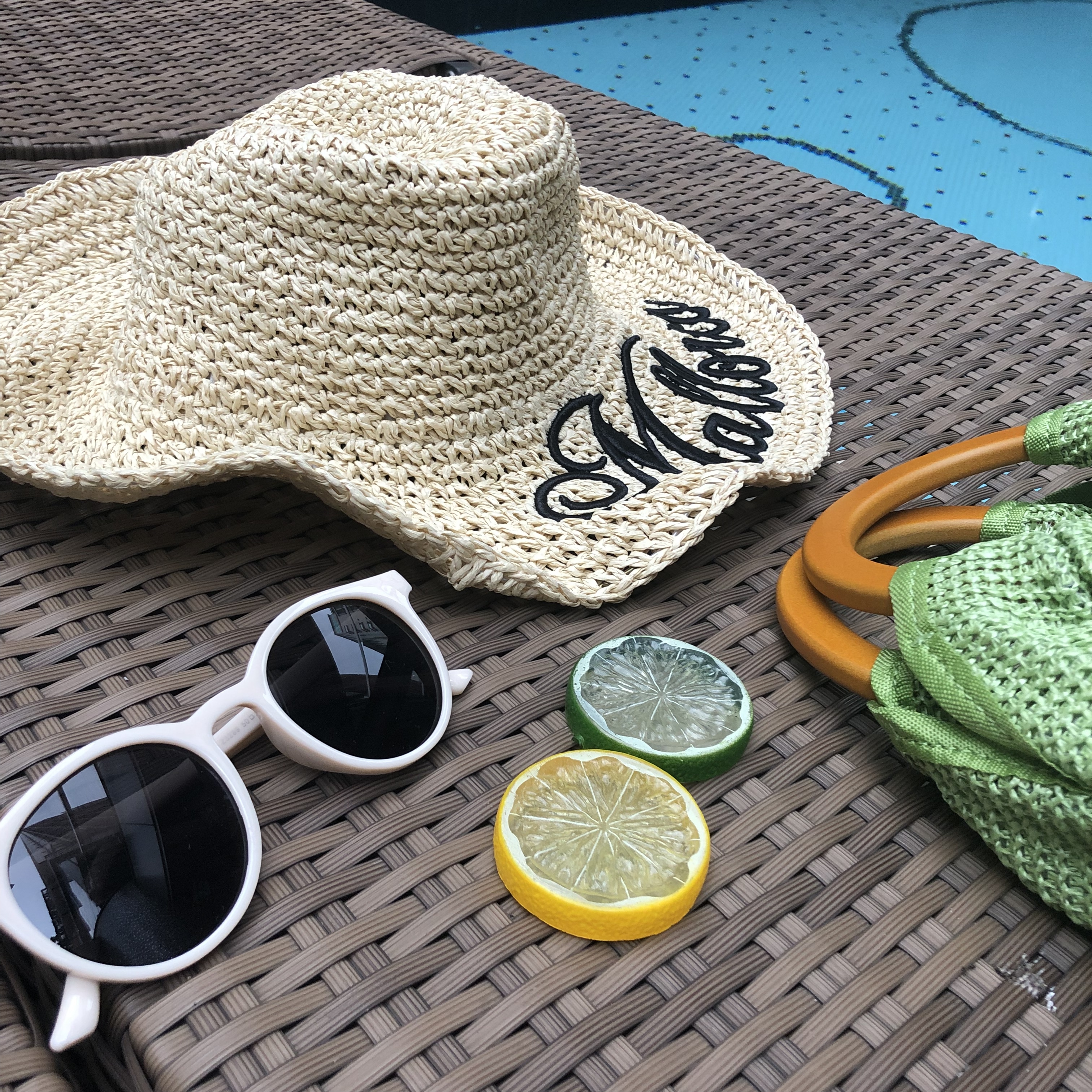 刺繡大草帽/三色