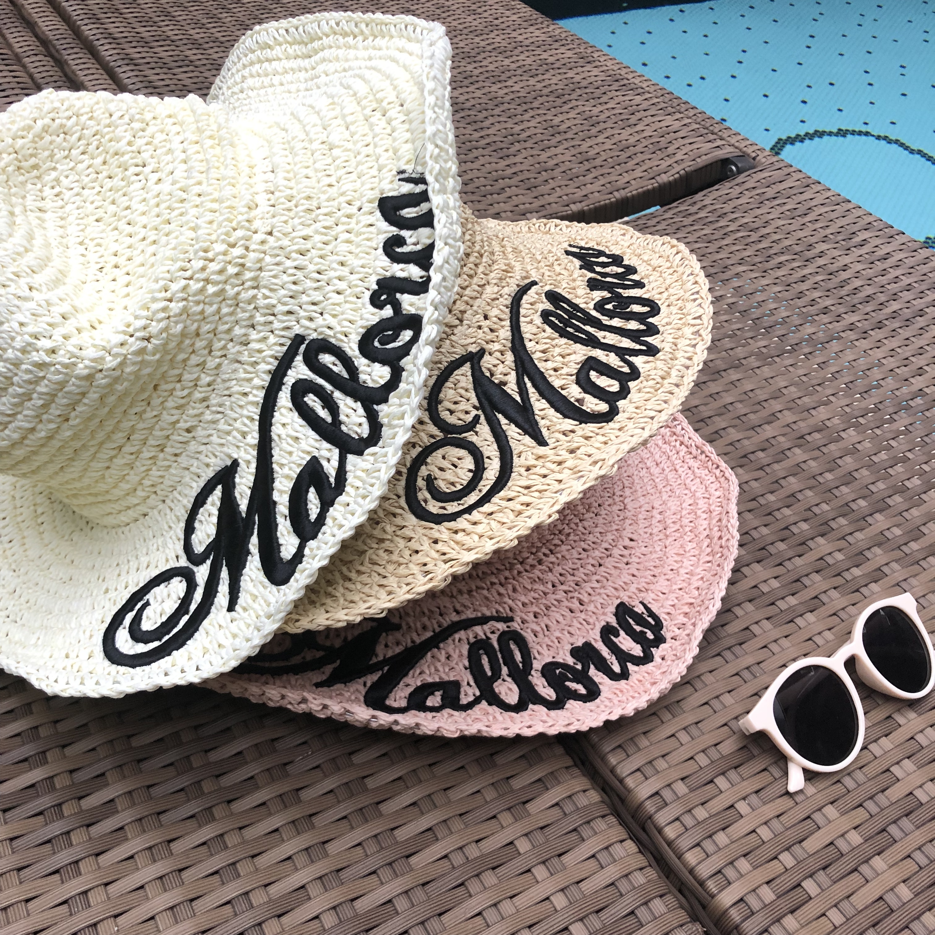 刺繡大草帽/三色