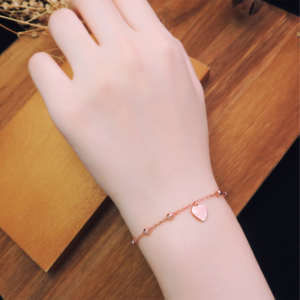 浪漫心光 愛心 純銀手鍊 (白K金&玫瑰金款) 網路限定獨家販售