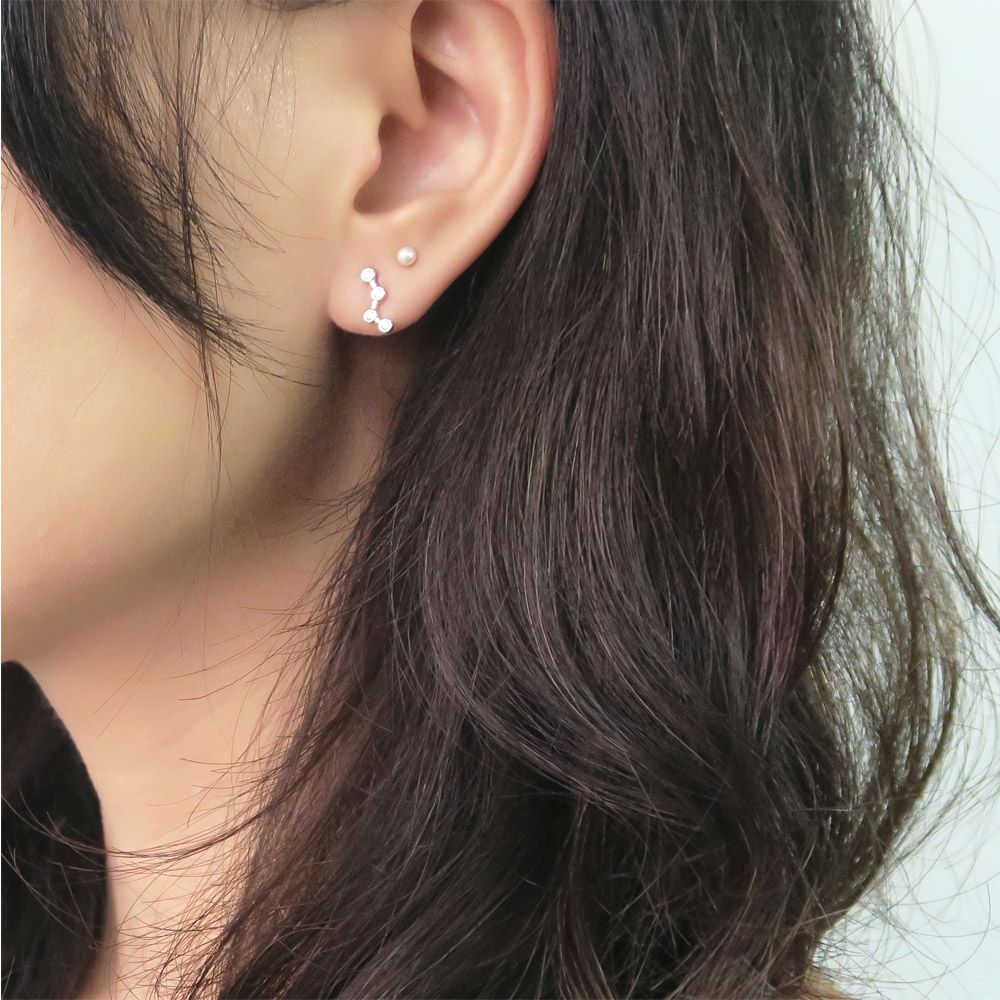 星座軌跡 純銀耳環 (白K金色款) 網路限定獨家販售