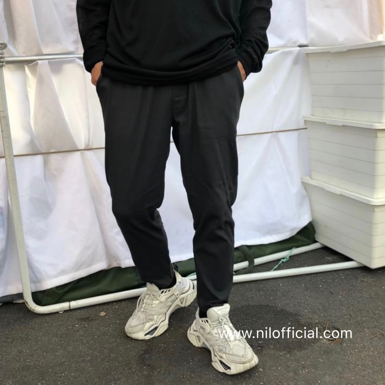 韓國 彈性 素色 深灰色 九分褲 九分 彈性褲