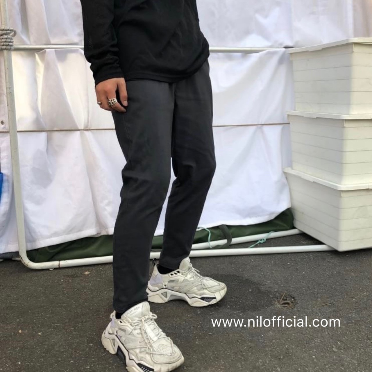 韓國 彈性 素色 深灰色 九分褲 九分 彈性褲