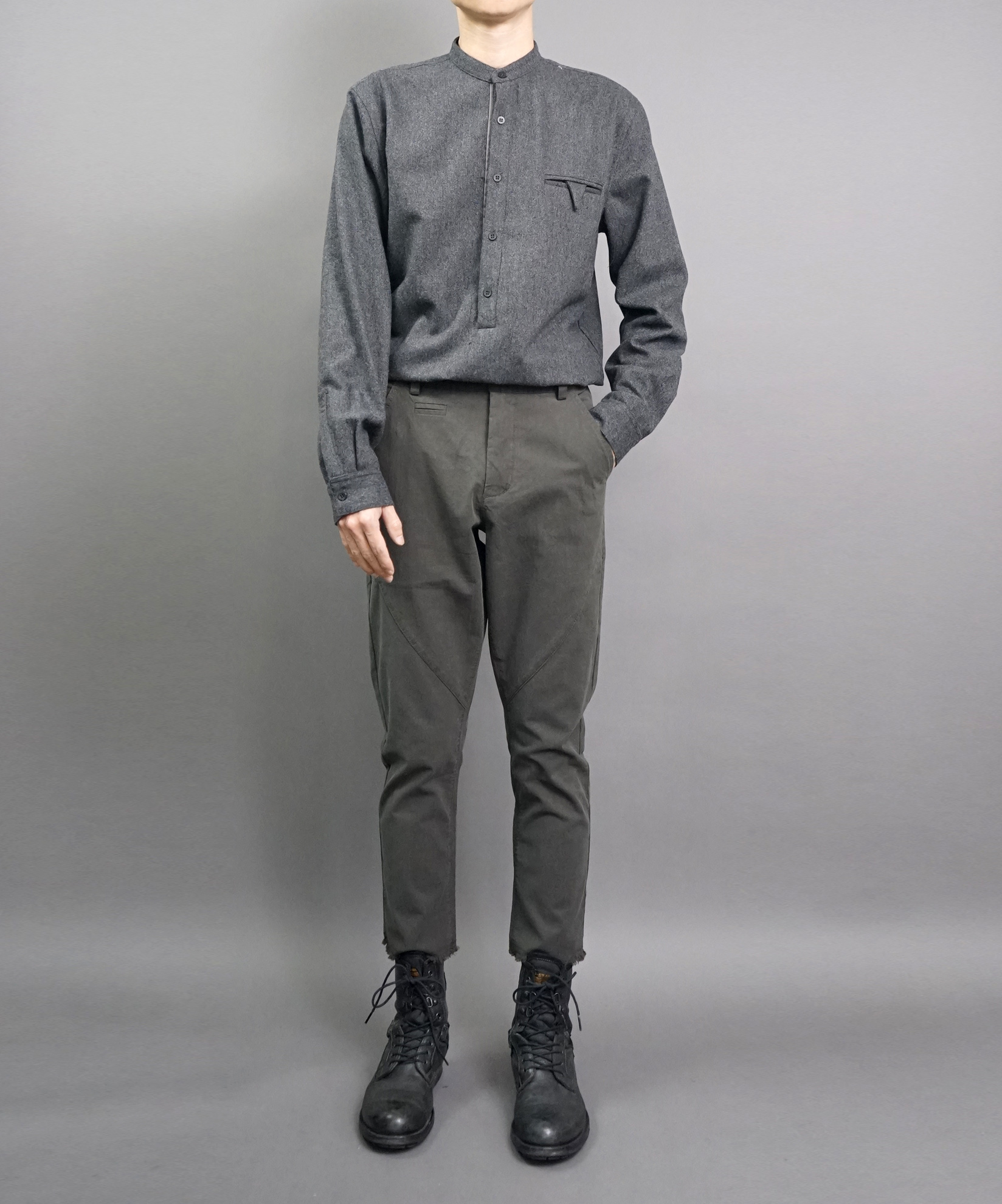 拼布絨襯衫男 - T305NDG