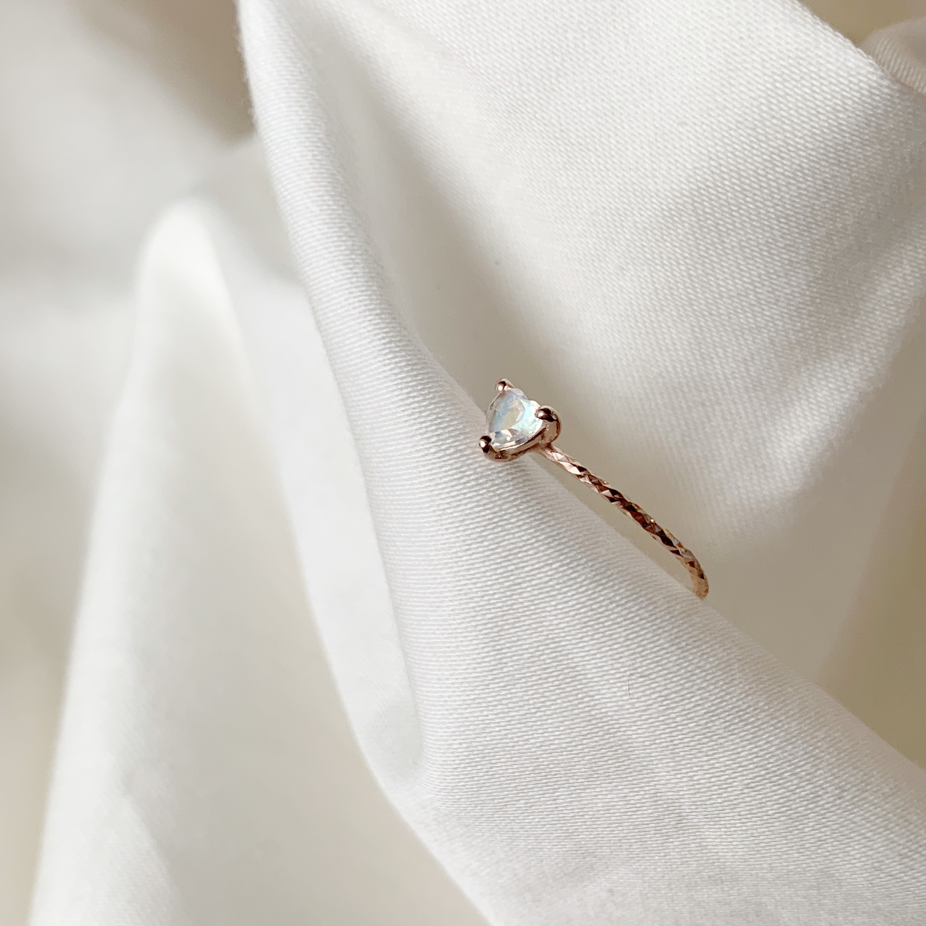 Love&Tears 愛心月光石亮亮戒指-玫瑰金