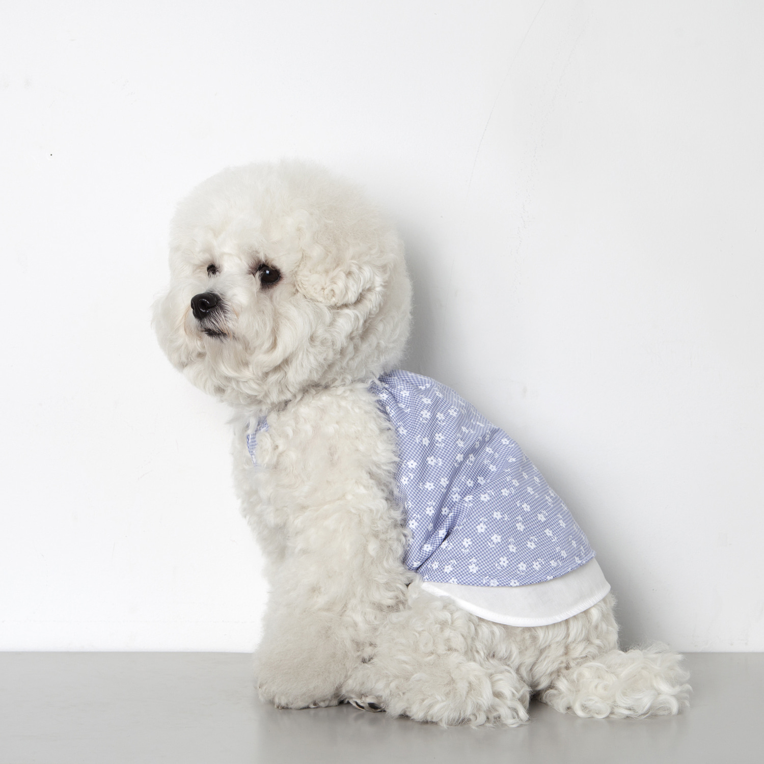 ★Dentist Appointment★ 格紋小花細肩帶背心 (粉藍)