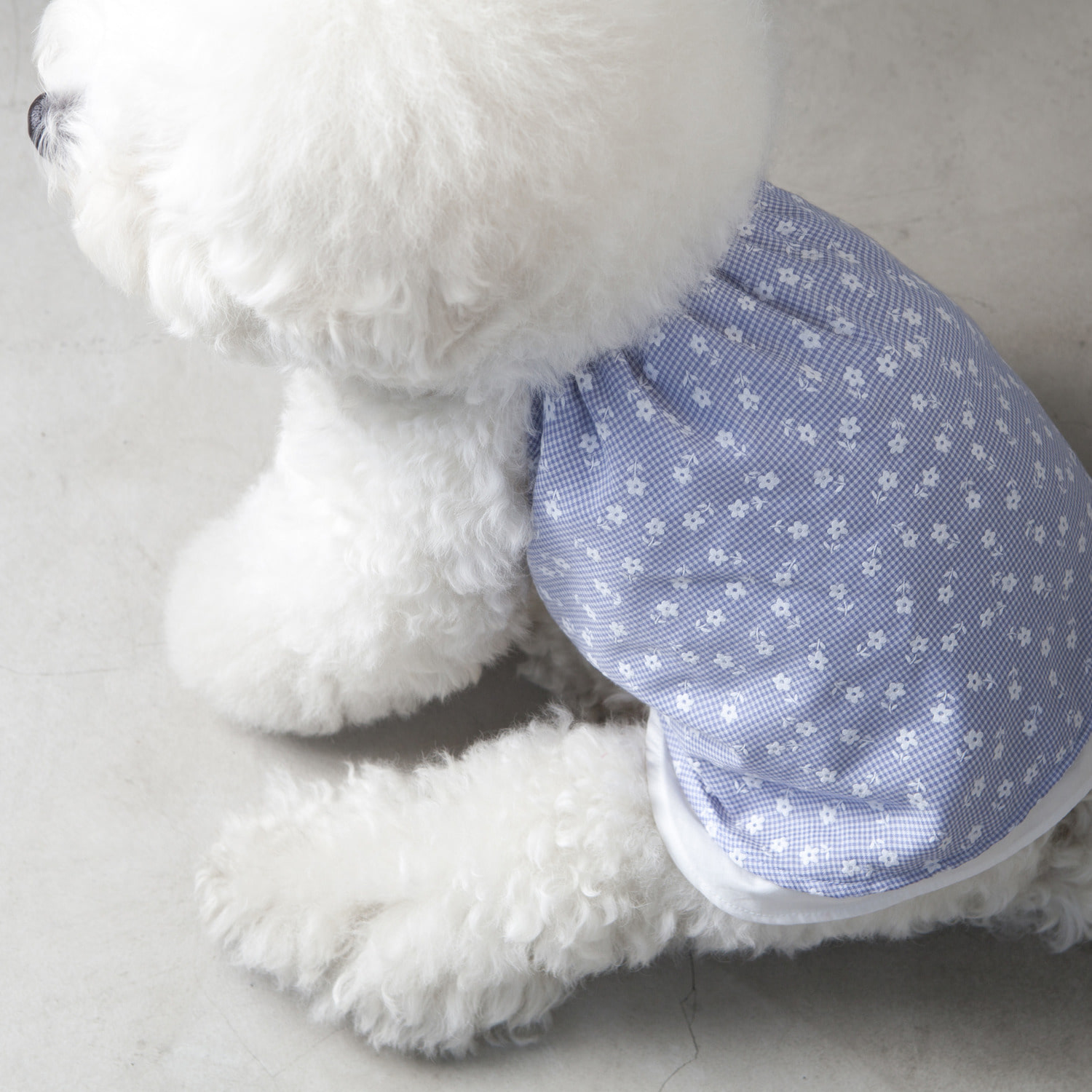 ★Dentist Appointment★ 格紋小花細肩帶背心 (粉藍)