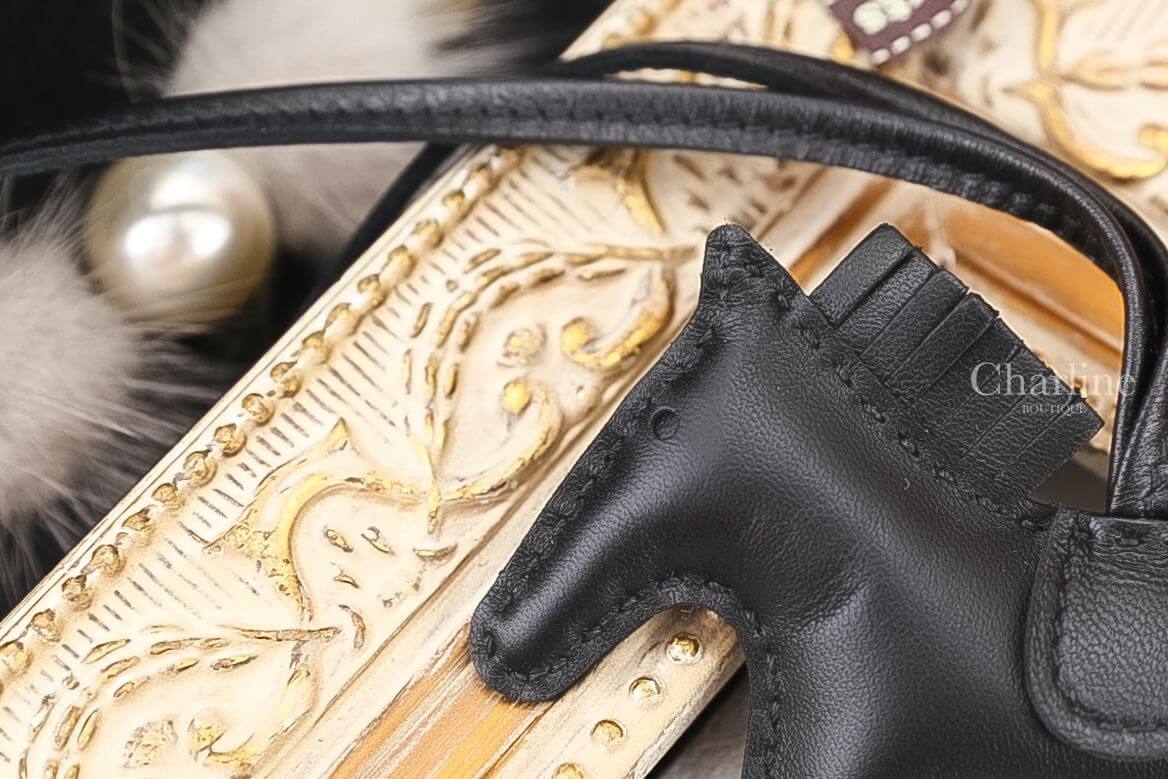 Hermès Horse Charm PM 黑色小型可愛小馬吊飾