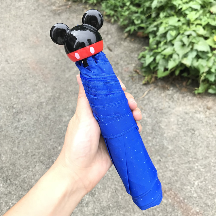 1800083-MK-BL 迪士尼米奇老鼠頭型縮骨遮 - 藍色