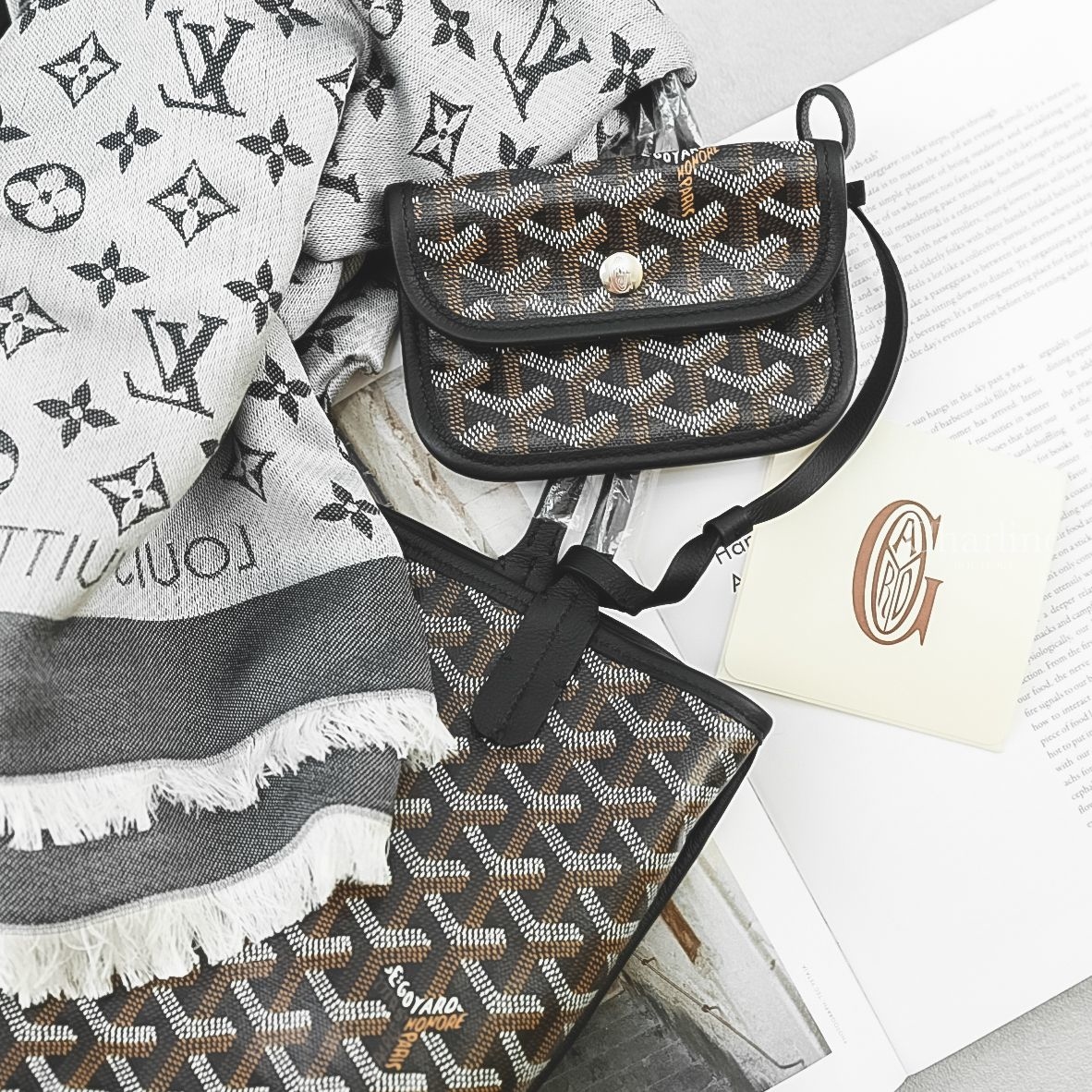 Goyard Anjou Mini Bag 黑色黑提把迷你無拉鍊托特包-Charline Boutique 精品代購