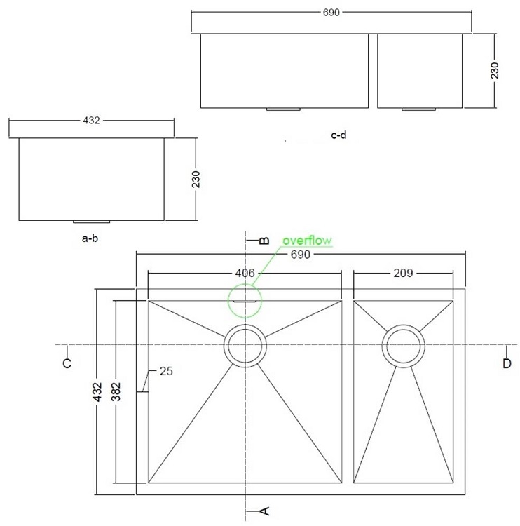 iDECOR U3064 Stainless Steel Kitchen Sink