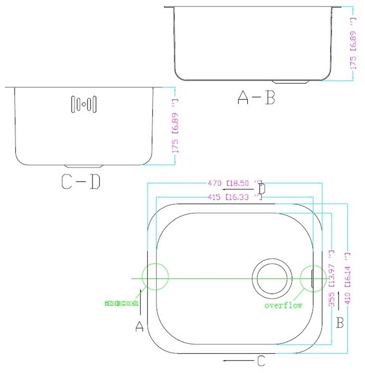 iDECOR U1555 Stainless Steel Kitchen Sink