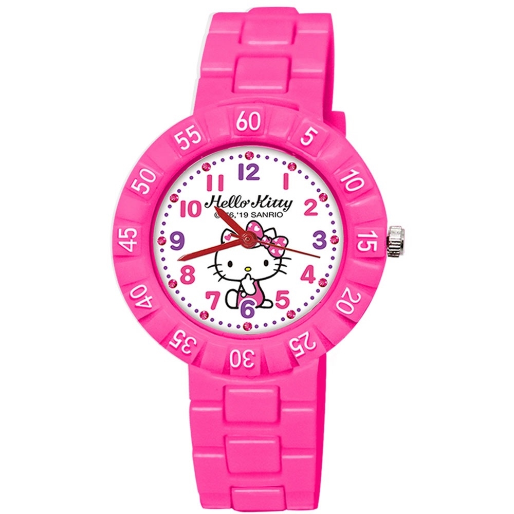 【三麗鷗】凱蒂貓KT數字圓殼轉圈錶 (03K)