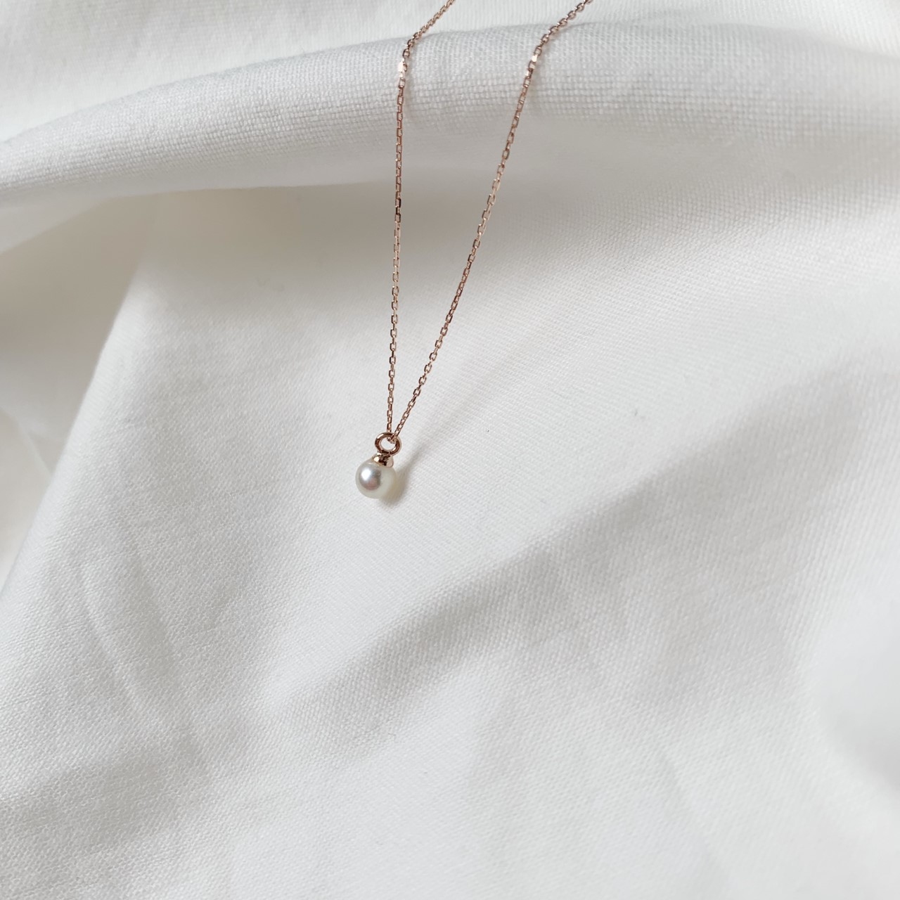 14k玫瑰金 簡約單顆珍珠果實鎖骨鍊