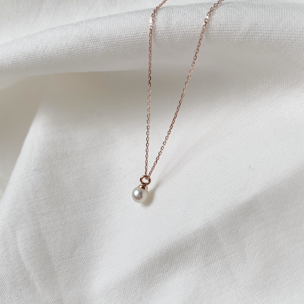 14k玫瑰金 簡約單顆珍珠果實鎖骨鍊