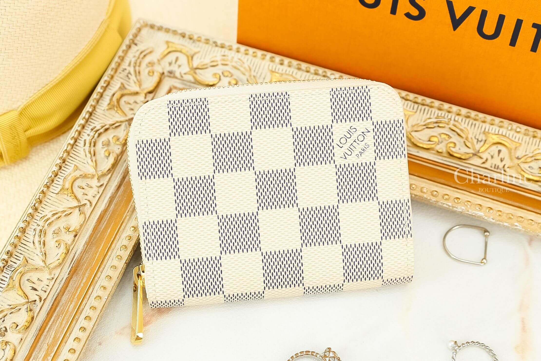 Louis Vuitton Zippy Coin Purse 米白色棋盤格紋拉鏈零錢包