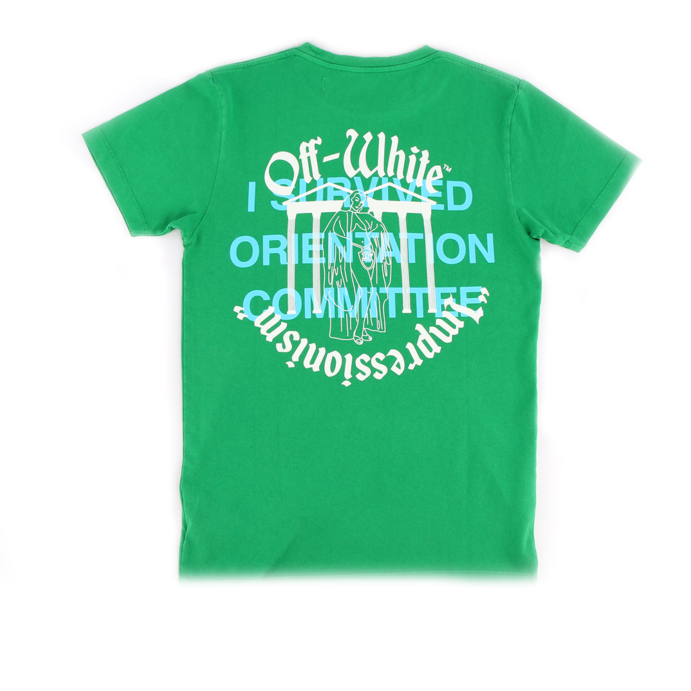 【OFF-WHITE】GOLLEGE SLIM TEE XS(綠色) OMAA27R19185025