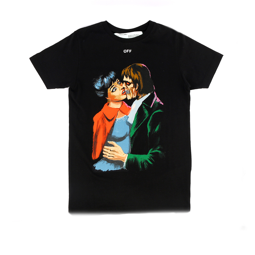【OFF-WHITE】男女圖像KISS SLIM TEE XS(黑色) OW61120004