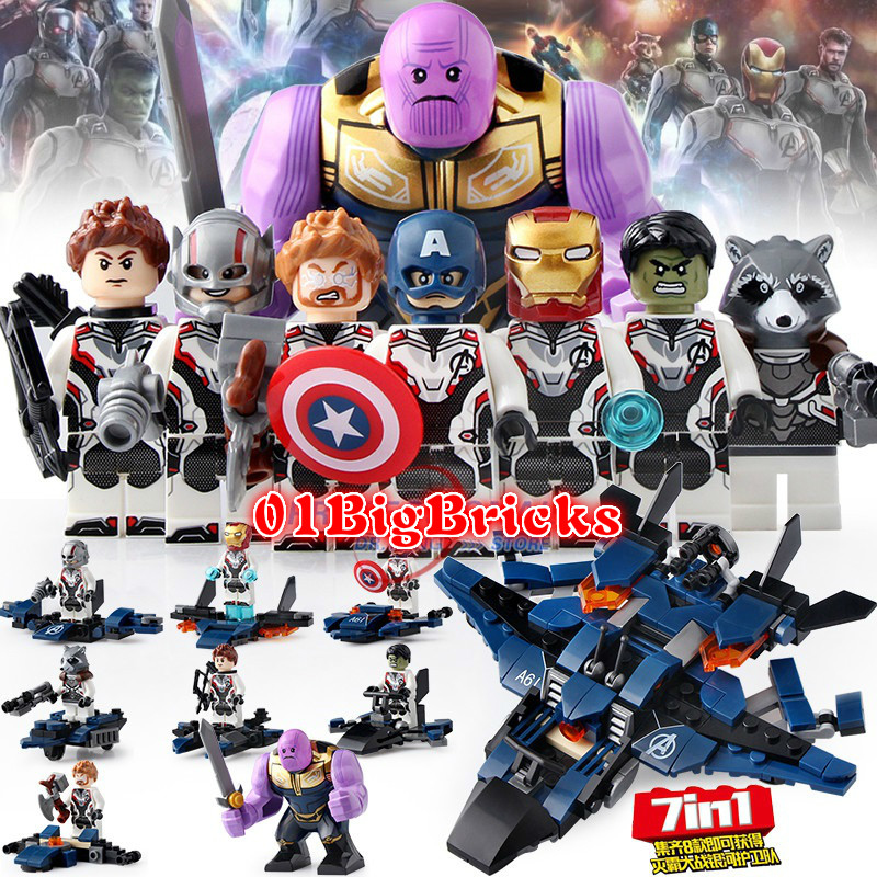 80PCS 7 in 1 Avengers Endgame Marvel Thanos Iron Man Thor Ant Man Block Set Marvel Minifigures Fit Lego Blocks NO BOX DLP9094