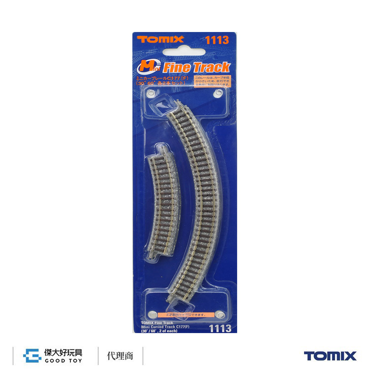 TOMIX 1113 彎軌 Mini C177(F) (30ﾟ60ﾟ各2入) 木枕