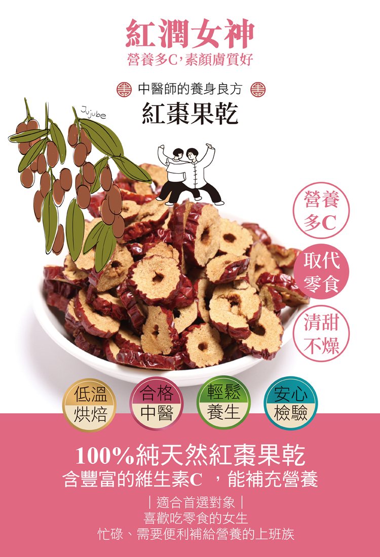 紅潤女神紅棗果乾，純天然果乾最受歡迎跟喜愛健康零食，台灣有機紅棗