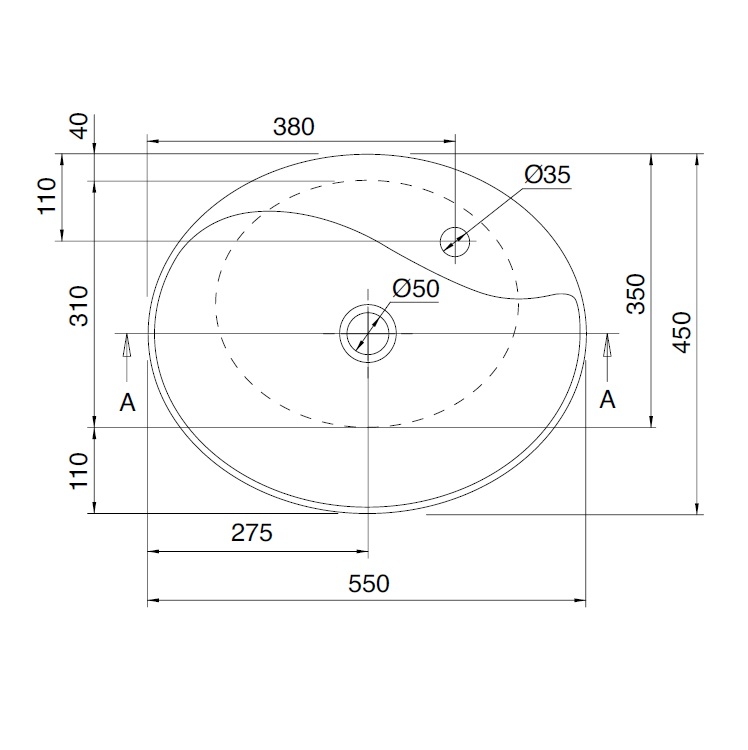 Scarabeo "Moai" 8610 Lay-On Basin without Overflow