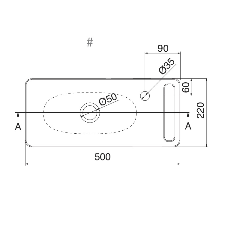 Scarabeo "Hung" 1512 Wall Mounted Basin without Overflow