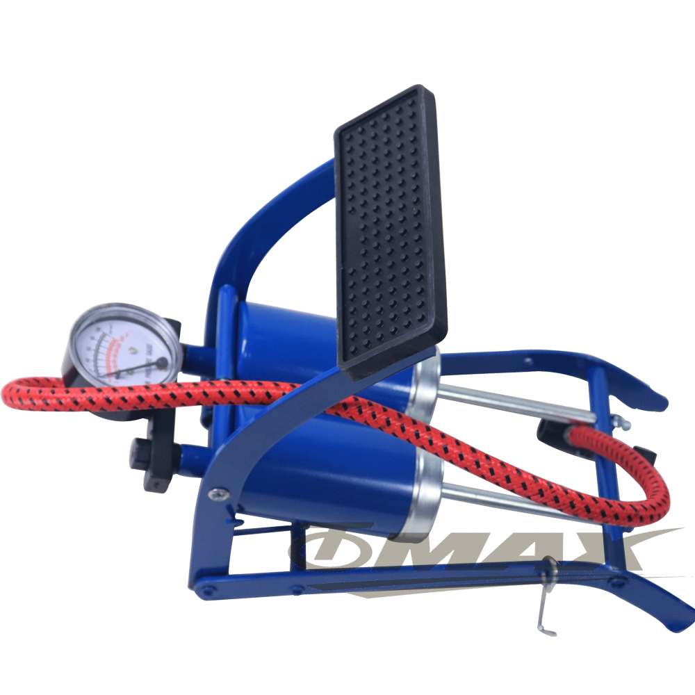 鐵馬行台製雙管打氣筒+4件式充氣組-藍色 破盤下殺 OMAX歐妹思購物網