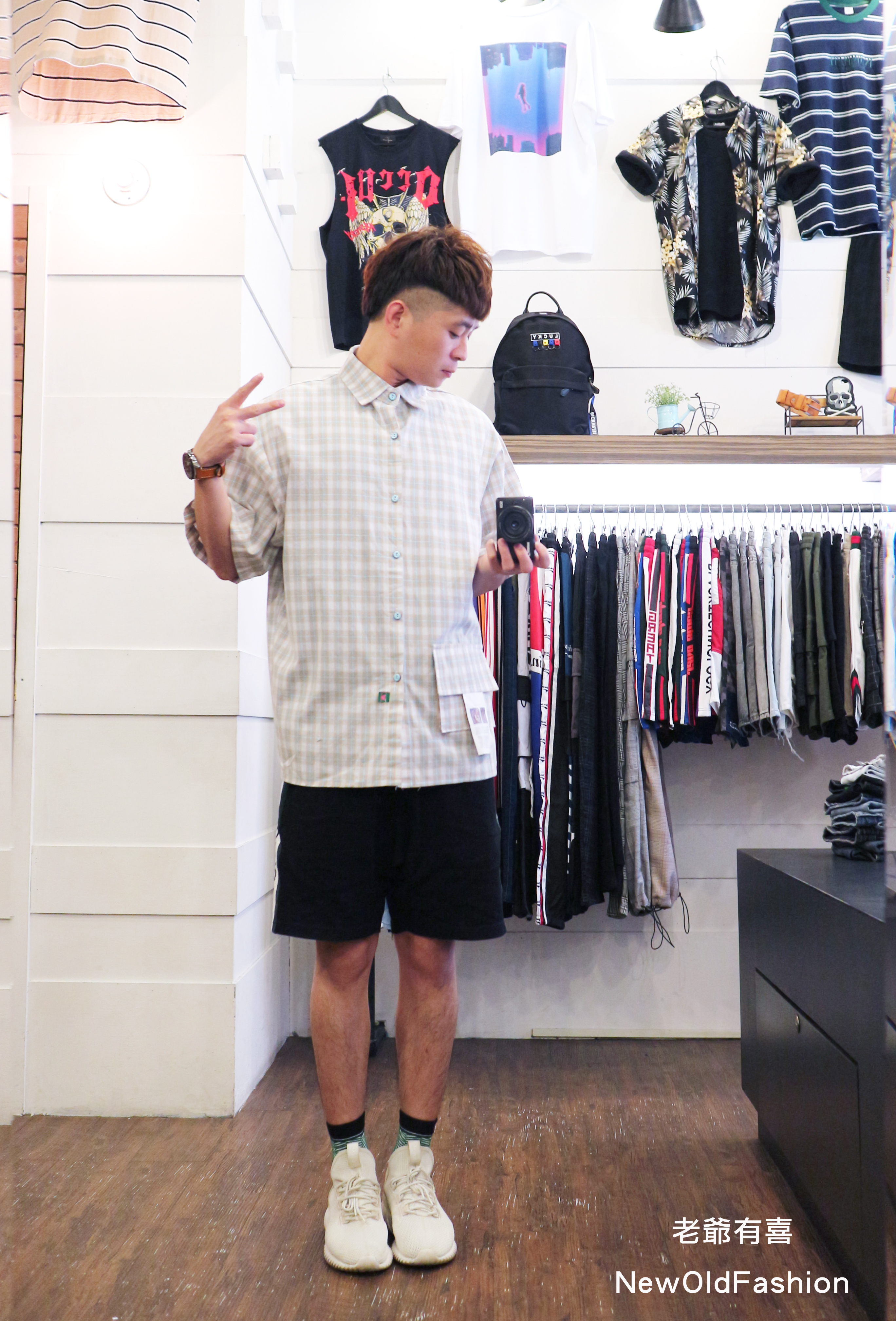 『新品上市』重磅復古寬版落肩側口袋飄條格襯衫！