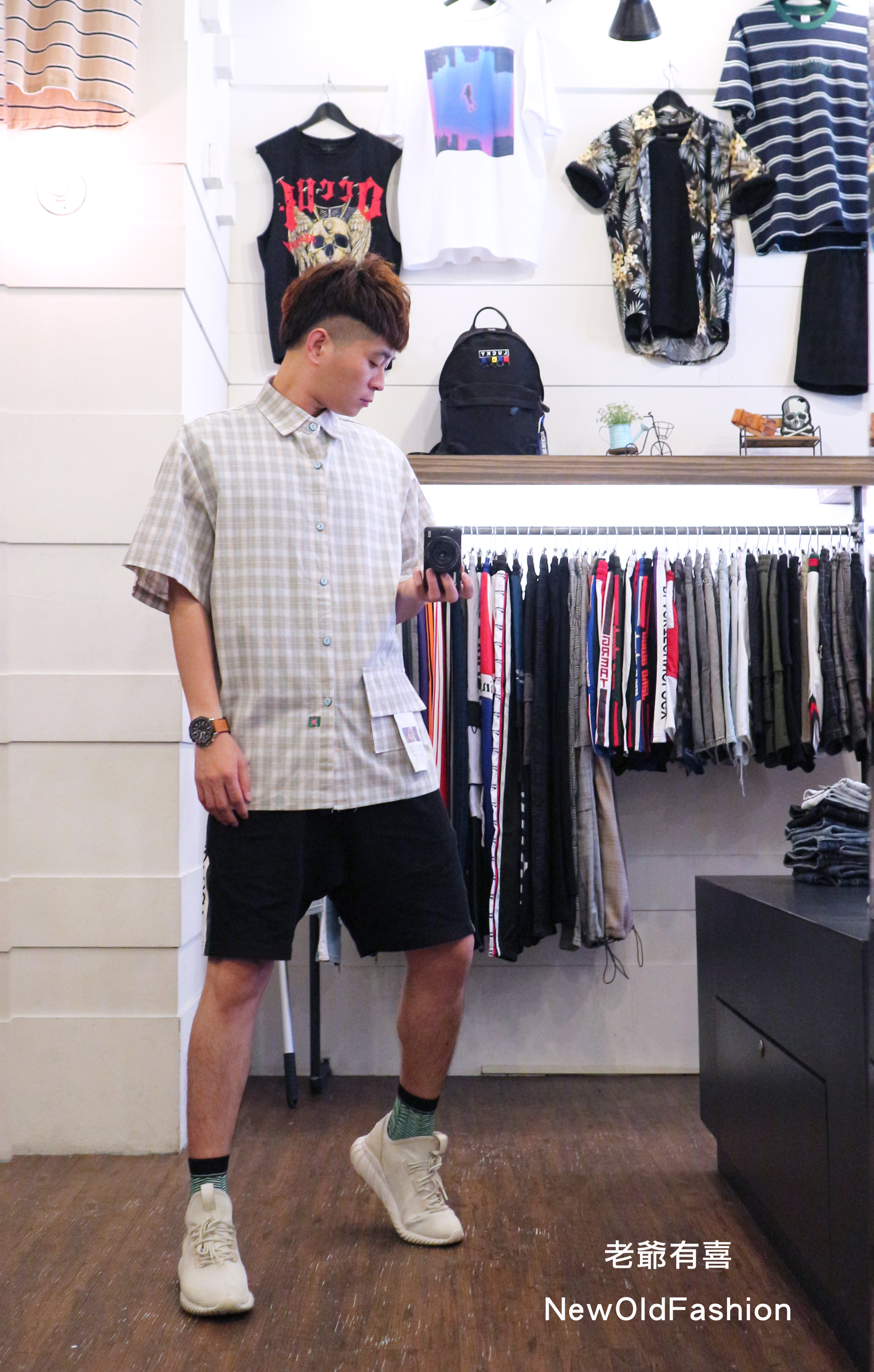 『新品上市』重磅復古寬版落肩側口袋飄條格襯衫！