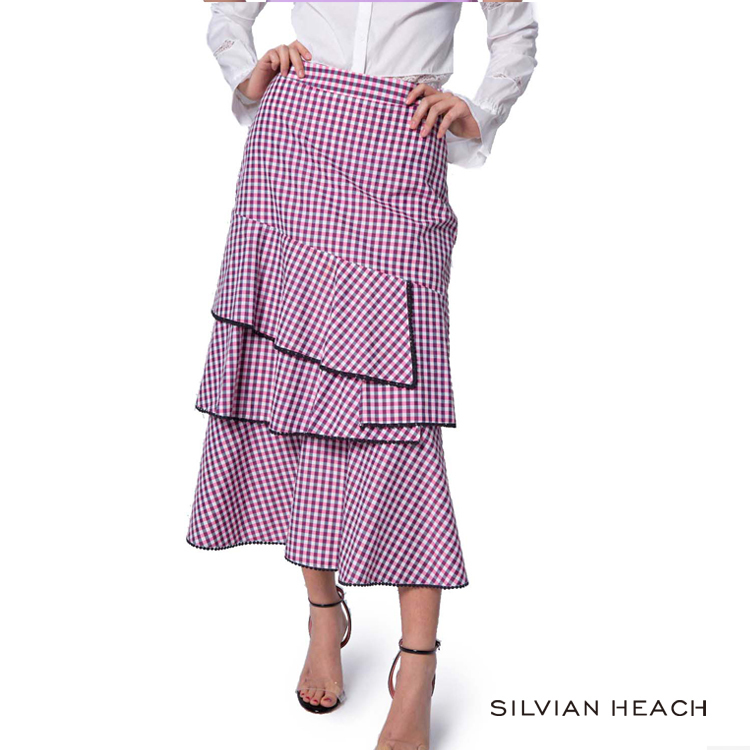 【silvian-heach】格紋不規則蛋糕裙