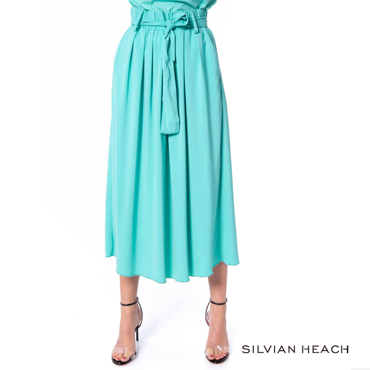 【silvian-heach】素色雪紡綁帶長寬褲