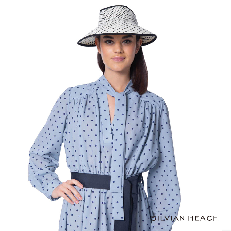 【silvian-heach】藍色點點綁蝴蝶結長袖洋裝