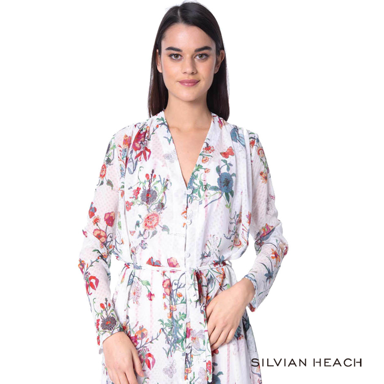 【silvian-heach】蝴蝶花花版腰間綁帶洋裝