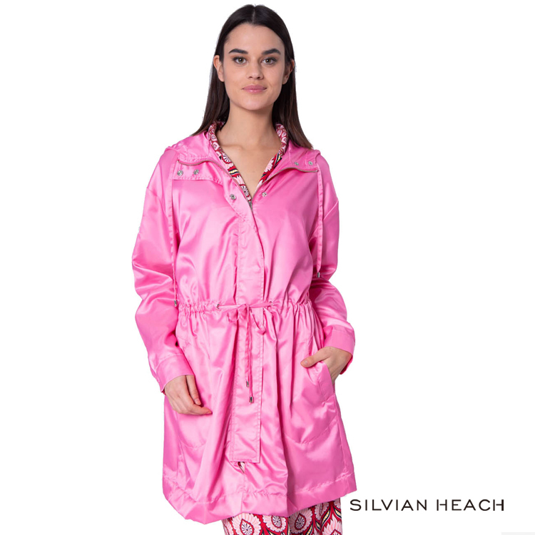 【silvian-heach】素色緞面抽繩風衣