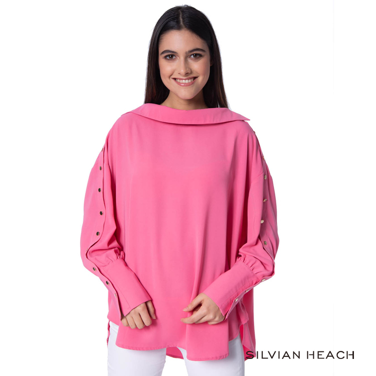 【silvian-heach】素色微一字領襯衫