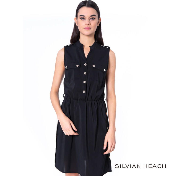 【silvian-heach】側邊排釦無袖洋裝