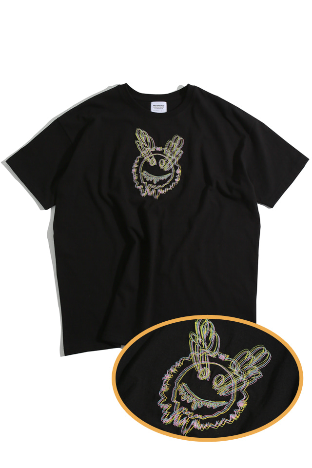 「現貨」MISTERCHILD -素黑高針數刺繡TEE SMILE NEEDLE WORK T