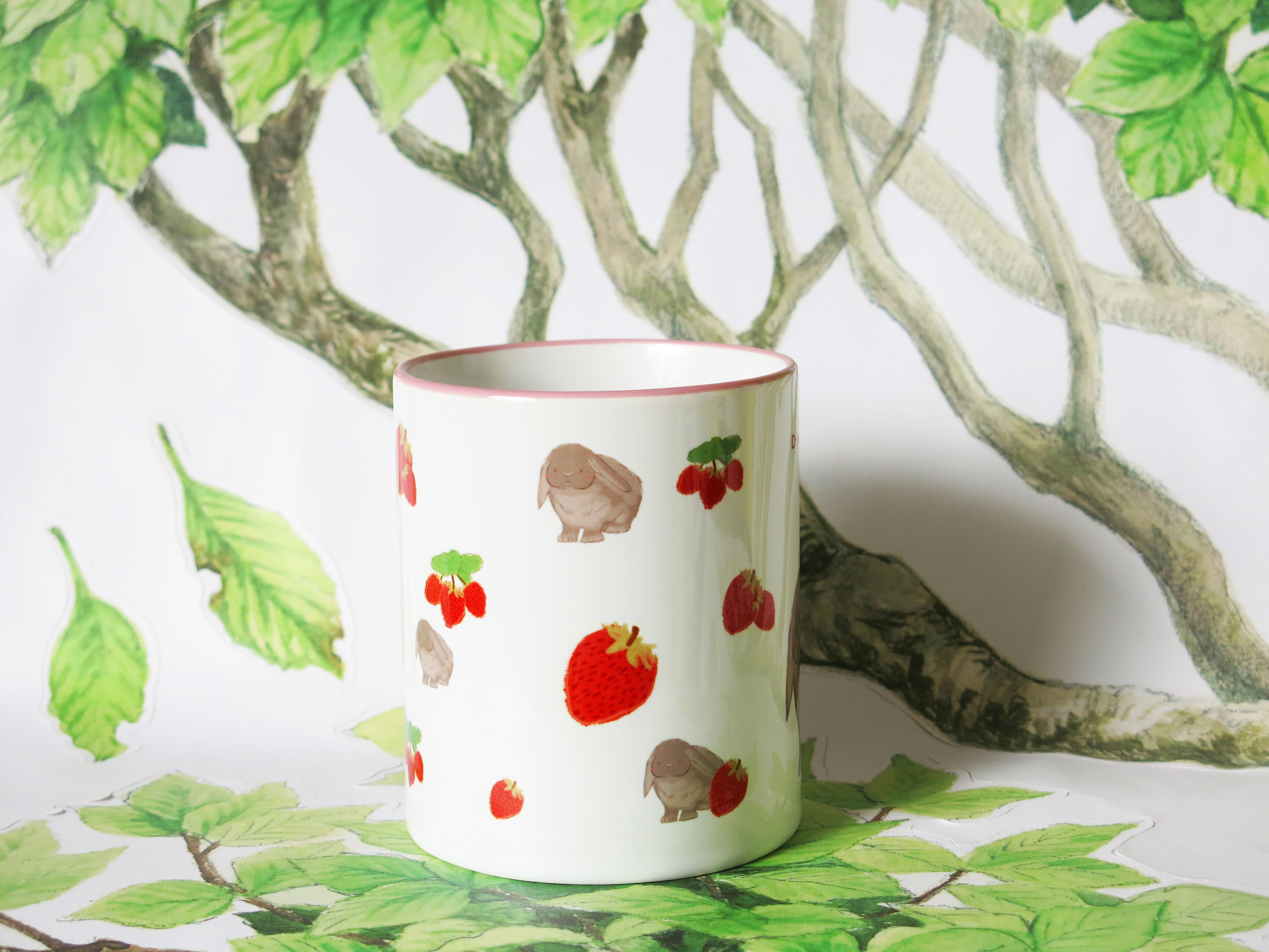 草莓兔粉紅馬克杯