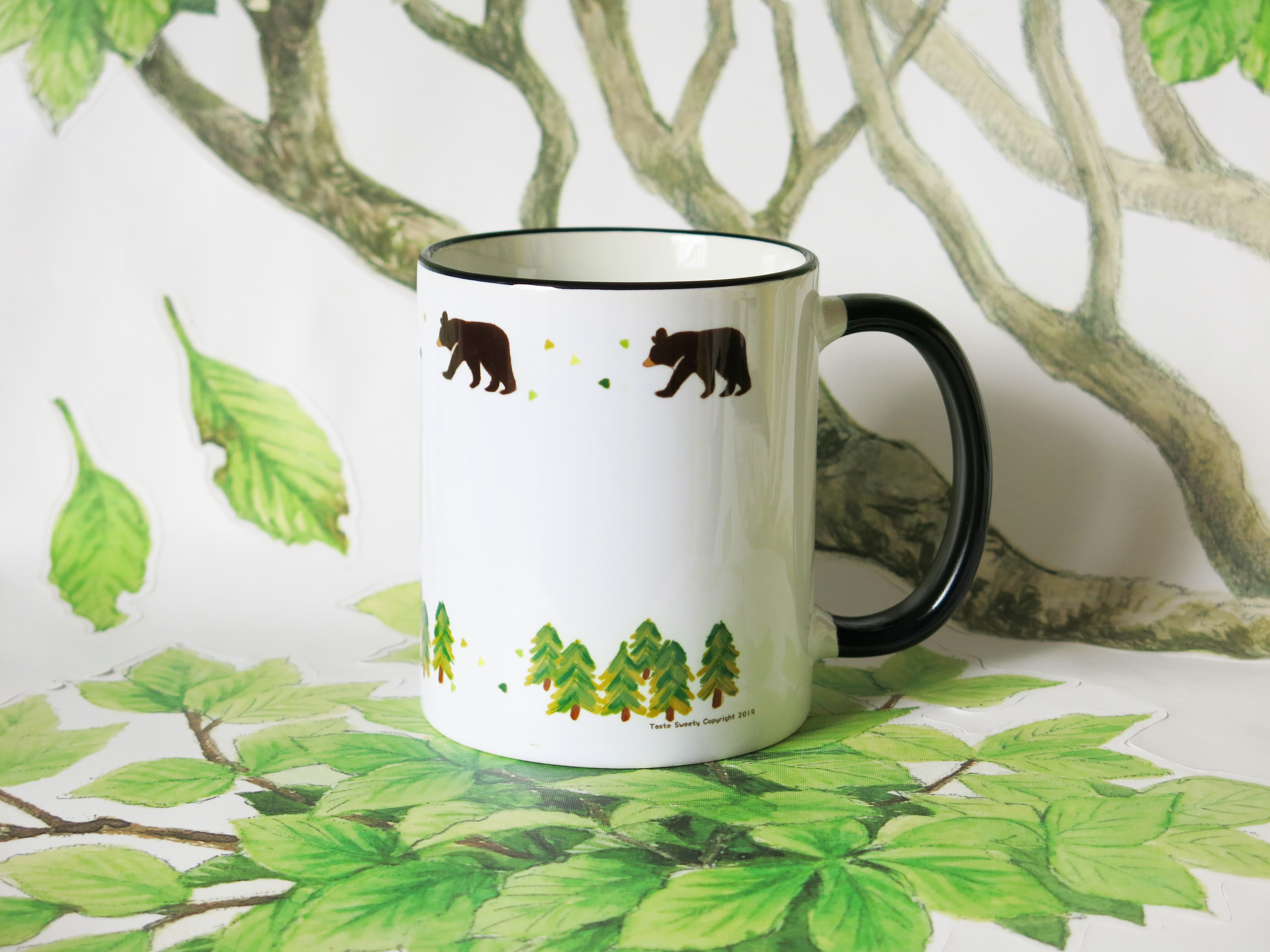 叢林熊黑邊馬克杯