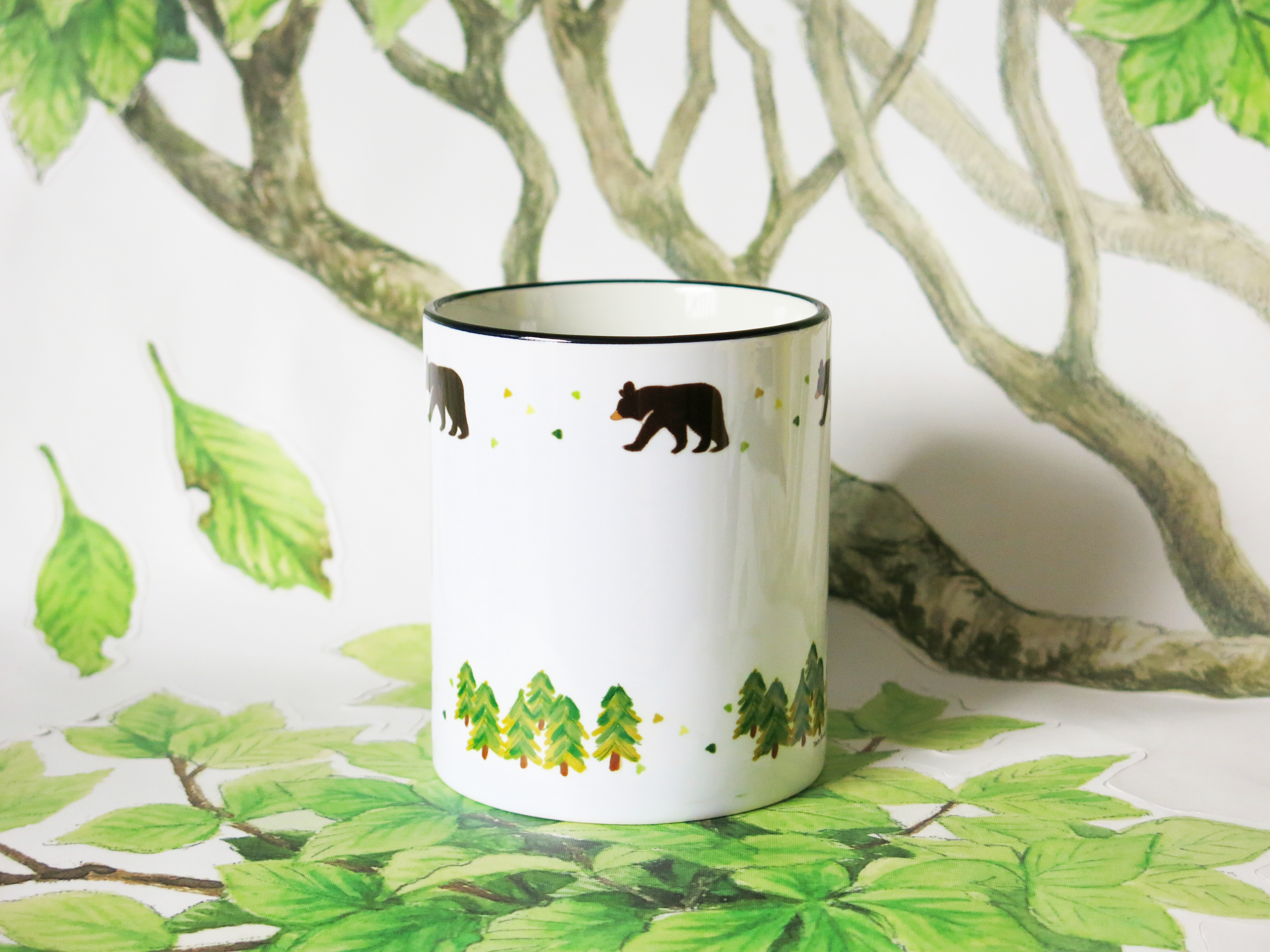 叢林熊黑邊馬克杯