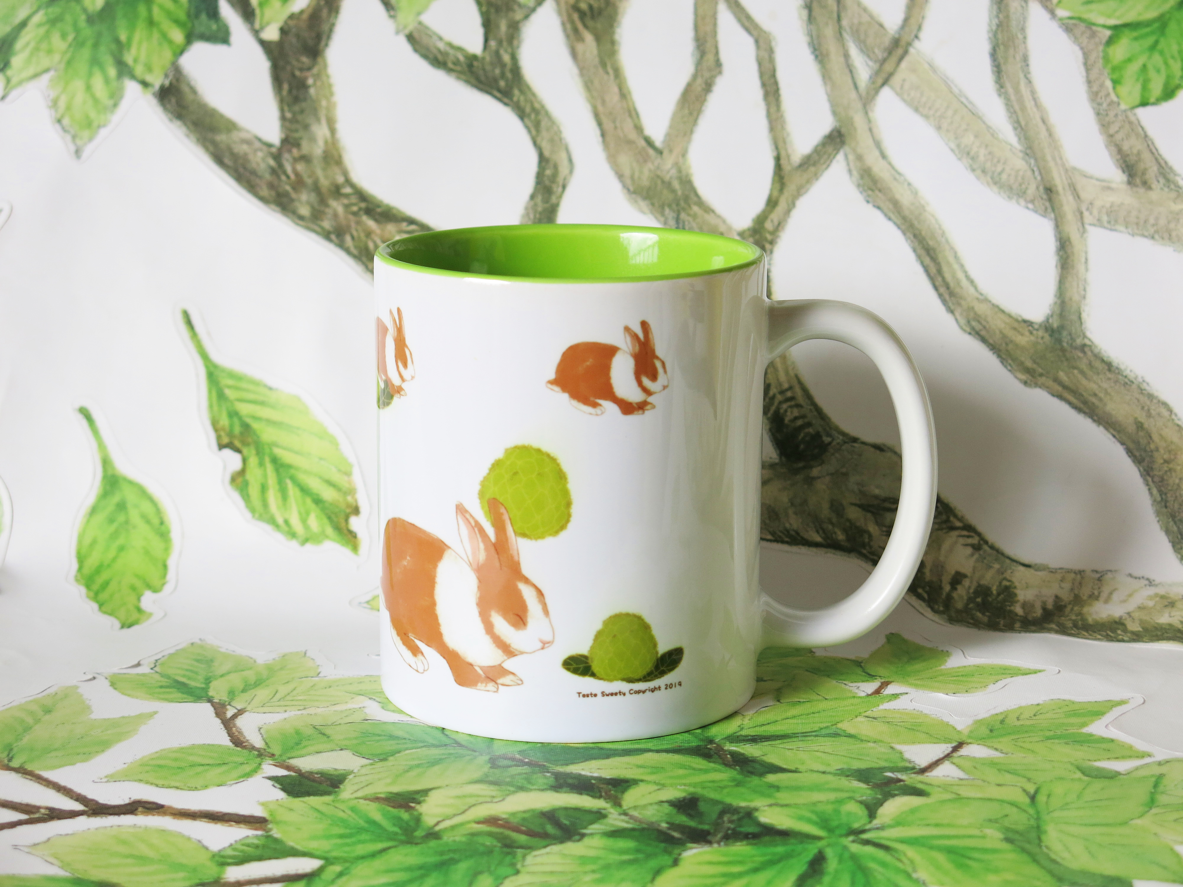 釋迦兔綠邊馬克杯